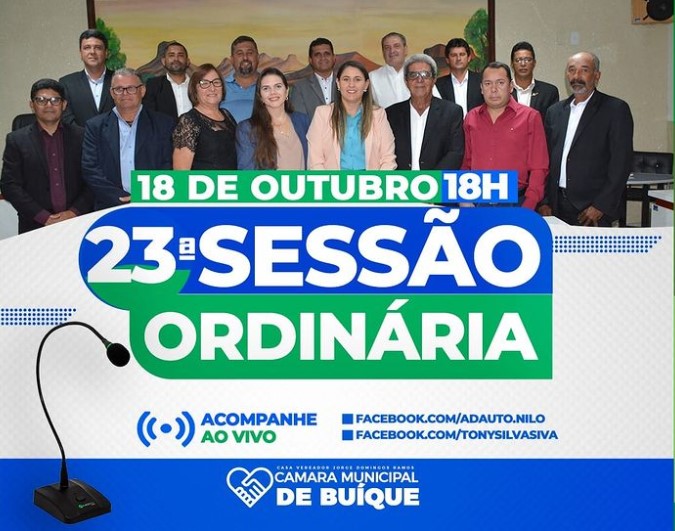 23º SESSÃO ORDINÁRIA - HOJE 18:00 18/10/2023