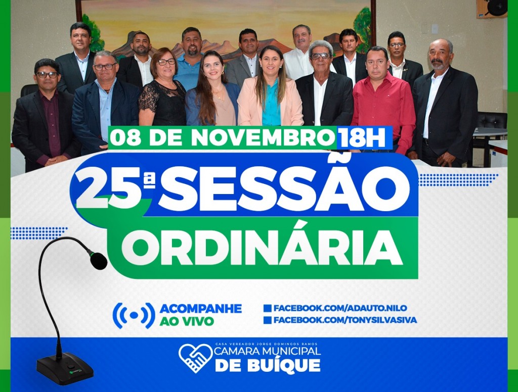 25º SESSÃO ORDINÁRIA - HOJE 18:00 08/111/2023